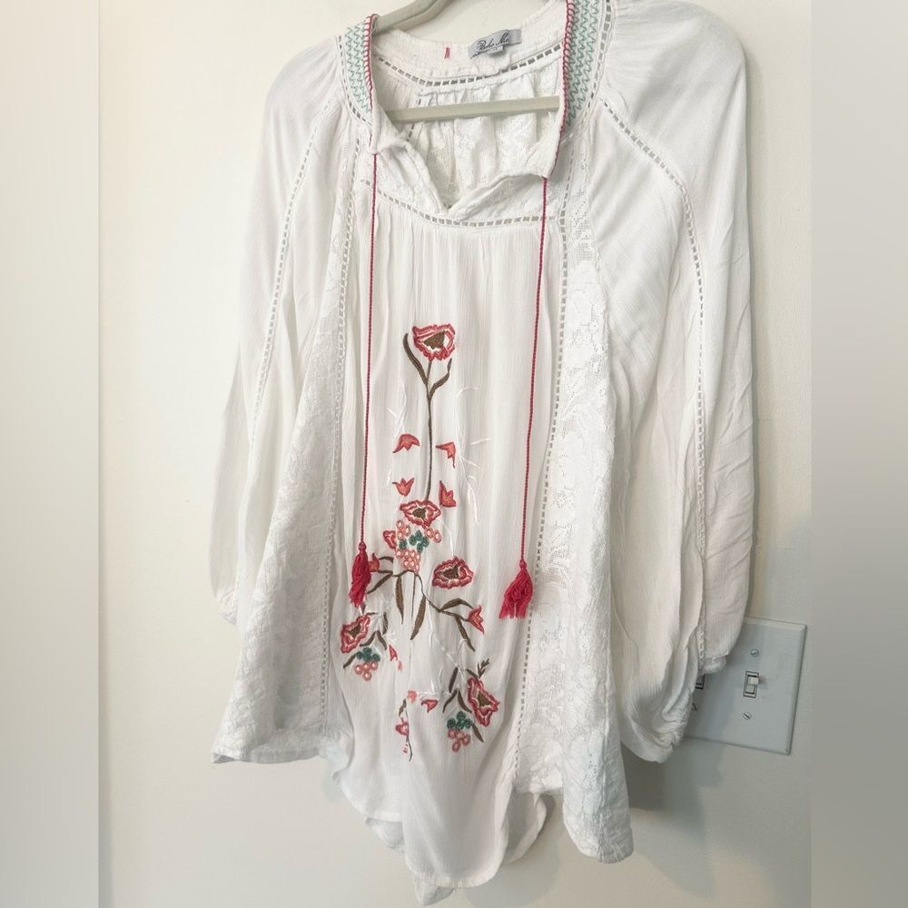 Boho Me White Embroided Blouse M